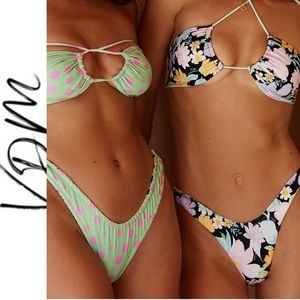 NWT VDM The Label Heather Stevie Garden Vibes Reversible Bikini Bottoms L